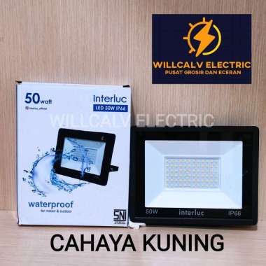 INTERLUC LAMPU SOROT LED 50W 50 WATT / LAMPU SOROT OUTDOOR LED INTERLUC 50W 50 WATT Cahaya kuning