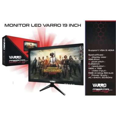 Monitor PC Komputer LED Varro 16" non HDMI / 19" HDMI / 20" HDMI / 22" HDMI / 24" HDMI 19inch