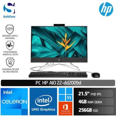 PC HP AIO 22 dd2009d Desktop PC [Celeron J4025/4GB/256GB SSD/21,5″/Win 11 Home] Black