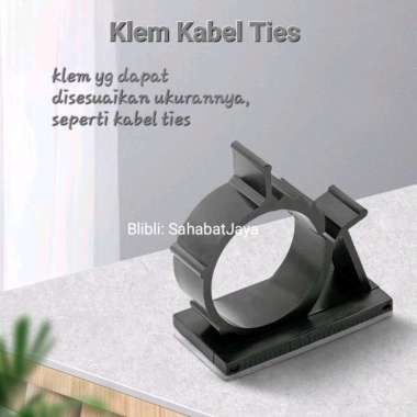 Klip Kabel Tempel Fleksibel Klem Kabel Tie Flexible Cable Clip Clamp HITAM LY-2225