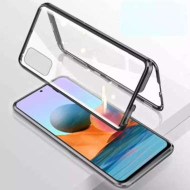 Case magnet XIAOMI REDMI NOTE 10 PRO Duoble kaca depan belakang ori Merah