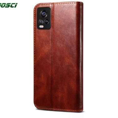 FLIP COVER CASE KULIT VIVO V21 5G FLIP CASE DOMPET KULIT ORIGINAL Cokelat