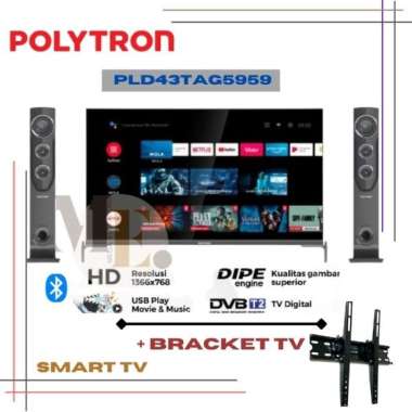 POLYTRON PLD43TAG5959 LED TV 43 inch Smart TV Tower Speaker + BRACKET