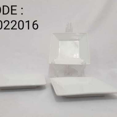 1pc Piring keramik persegi / piring keramik polos putih 20x20cm