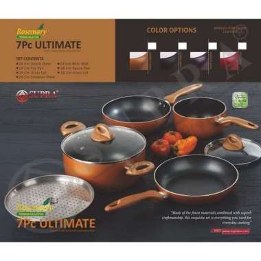 Panci Set Supra 7pc Panci Set Teplon Ultimate Rosemary Cookware