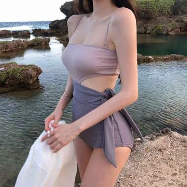 baju renang wanita baju renang one piece import tang top korea - Brown, M XL