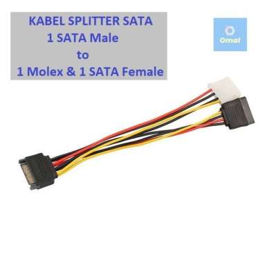 Kabel Splitter Sata 15pin Male to Sata 15pin & Molex 4pin Female