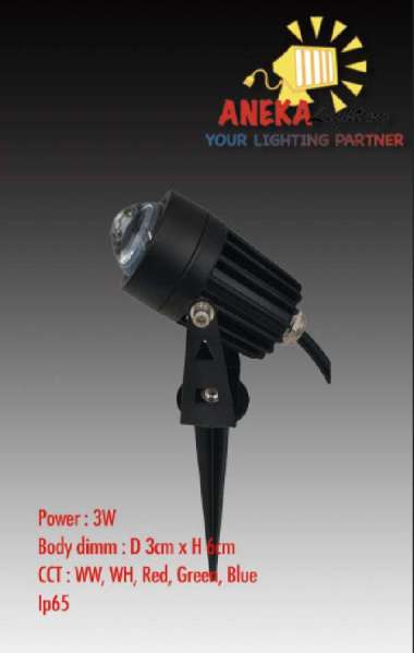Lampu Sorot Taman Mini Lensa LED 3W WW, Biru, Putih, Merah, Hijau Biru