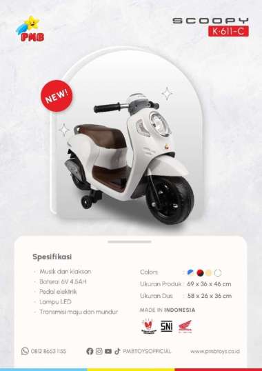 PMB MOTOR AKI MINI SCOOPY WHITE PMB-K-611-C-WH