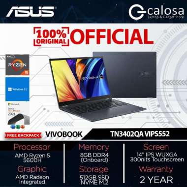 ASUS Vivobook S Flip TN3402QA VIPS552 R5-5600H 8GB 512G SSD IPS Touch