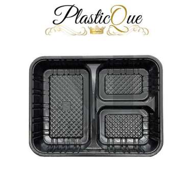 Mika Bento Tanpa Sekat 1 2 3 4 5 Jumbo Bintang Hitam Wadah Tray Bening 1 SET Bento Sekat 3