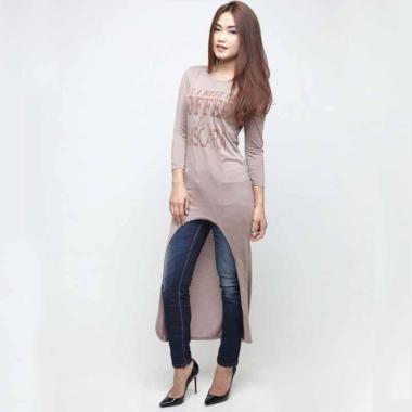 Miyoshi Josei MJ17DR021 Printing Dress Wanita - Brown XL brown