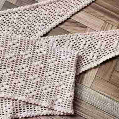 Syal Wanita Rajut Handmade Flower Style Korea Pink