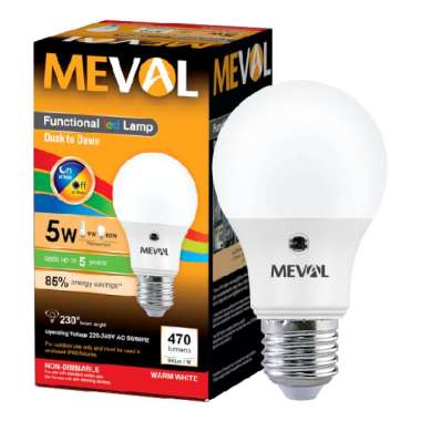 Meval LED Photo Sensor Bohlam Lampu [5 Watt] Kuning - Putih