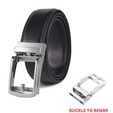 BREWYN NEW NOVACK - Ikat pinggang pria rel gesper sabuk KULIT ASLI - FREE EXCLUSIVE GIFT BOX BLACK,1