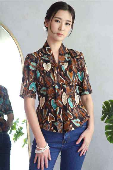 Dhievine Batik Kuncup Daun Keladi Hijau Kebaya S