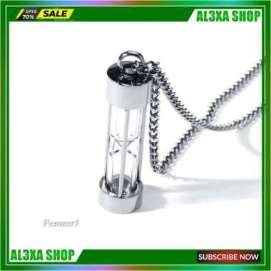 Kalung Rantai Dgn Liontin Jam Pasir Bahan Stainless Steel