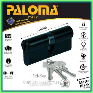 Silinder Kunci Pintu / Kunci Silinder Paloma QHCLP 336 70 mm Hitam Double Kunci Silinder Murah Berku