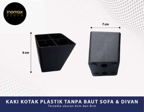 KAKI KOTAK PLASTIK SOFA/DIVAN TANPA BAUT Tinggi 8cm