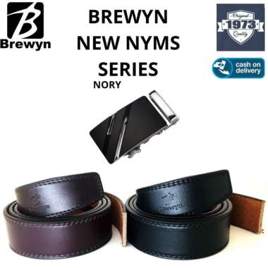 BREWYN NEW NYMS SERIES - Ikat pinggang pria rel gesper sabuk KULIT ASLI - FREE EXCLUSIVE GIFT BOX BL
