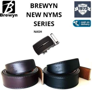 BREWYN NEW NYMS SERIES - Ikat pinggang pria rel gesper sabuk KULIT ASLI - FREE EXCLUSIVE GIFT BOX BR