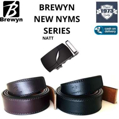 BREWYN NEW NYMS SERIES - Ikat pinggang pria rel gesper sabuk KULIT ASLI - FREE EXCLUSIVE GIFT BOX BL