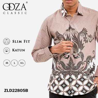 Odza Classic Kemeja Batik Slimfit Modern Pria Lengan Panjang Abarati Polos XL