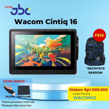New Wacom Cintiq 16HD / Cintiq 16 Venus garansi resmi paket bonus+backpack