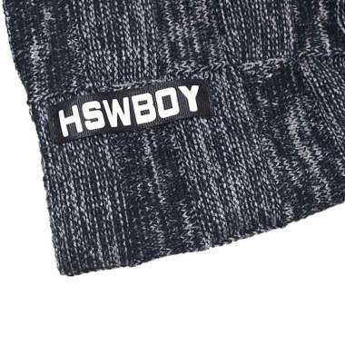 TOPI KUPLUK + SYAL : RIZUKO - beanie topi musim dingin winter caps topi pria One Size BLACK