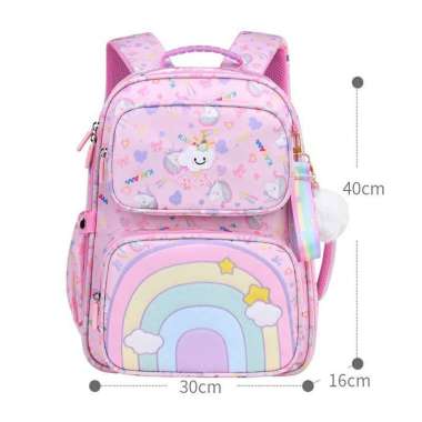 Tas Anak Sekolah Perempuan Backpack Ransel Cewek SD Pelangi Mermaid Pelangi Pink