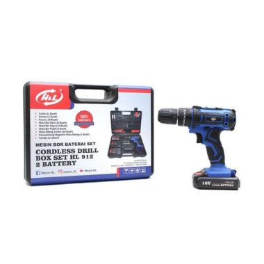 H&L HL 912 Mesin Bor Baterai Set Cordless Drill Boxset Perkakas Mesin