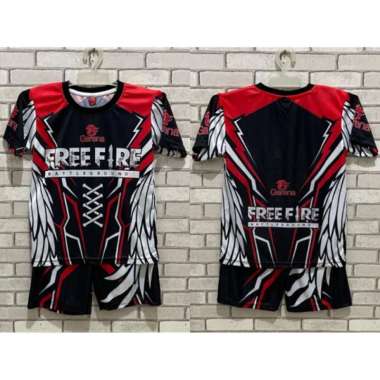 GSGB: Kaos Anak Free Fire Garena - Merah-Hitam / Setelan FF Kids Tshirt Game / Baju Santai Gamer ( F