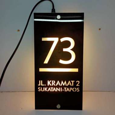 Nomor Rumah Akrilik 15x30 LED WARM WHITE motif LED