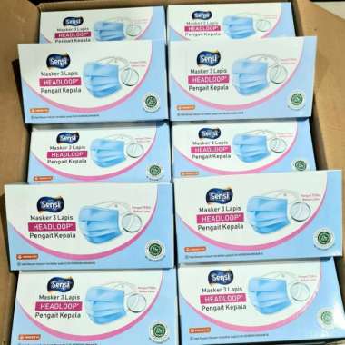 SENSI MASKER 3PLY HEADLOOP WANITA 40PCS Putih