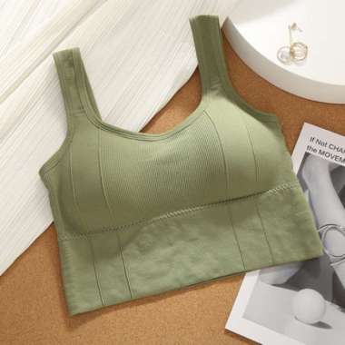 𝙈𝘿® Bra Tanktop Sport Push Up Seamless Bralette Crop Top Import Sexy 1145 GREEN