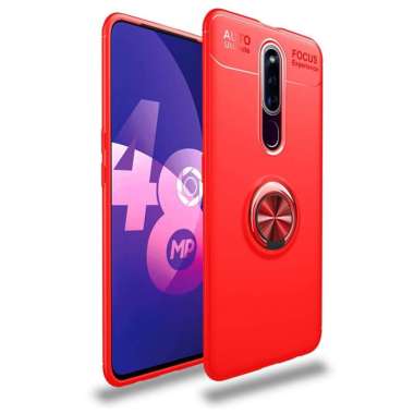 Oppo F11 Pro F11Pro Invisible I Ring iRing Soft Case Tempered Glass - Oppo F11 Pro Merah
