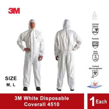3M 4510 Coverall Disposable Protective Hazmat - Baju Apd Medis L