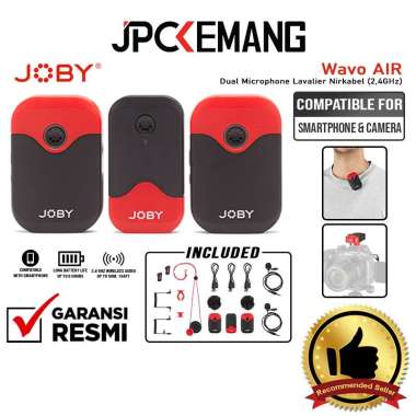 JPC KEMANG Joby Wavo AIR Wireless Lavalier Microphone Lav Mic TX+TX+RX GARANSI RESMI black