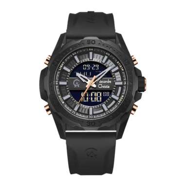 Alexandre Christie Digi AC 9370 MH RIPBARG Men Digital Analog Dial Black Rubber Strap [Machtwatch] H
