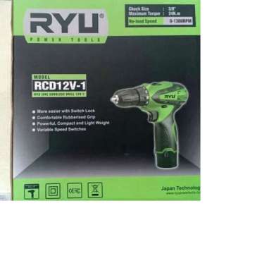 CORDLESS RYU 12V MESIN BOR BATERAI BESI KAYU 10mm RYU