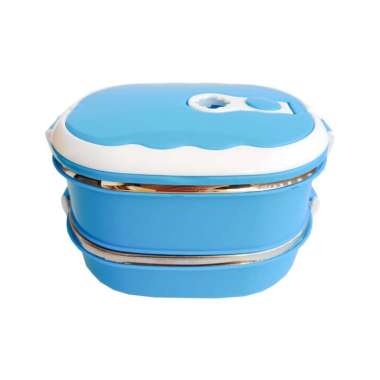 Kotak Makan / Lunch Box 2 Tingkat Ukuran 1800 mL Stainless Steel BLUE