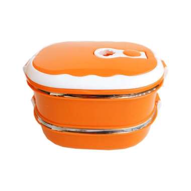 Kotak Makan / Lunch Box 2 Tingkat Ukuran 1800 mL Stainless Steel ORANGE