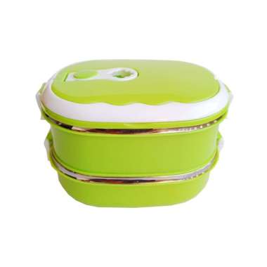 Kotak Makan / Lunch Box 2 Tingkat Ukuran 1800 mL Stainless Steel green