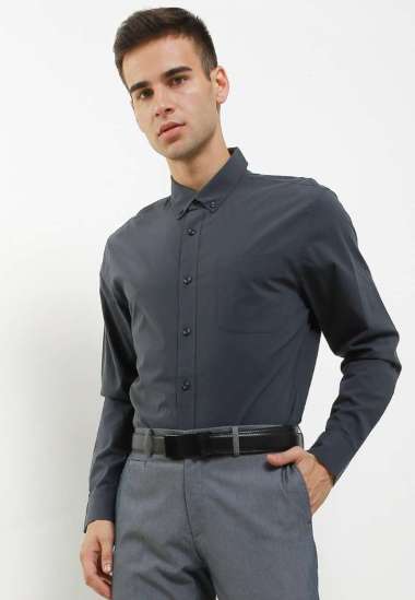 Giordano Men's Poplin Shirt - Dark Grey [0104200202] M