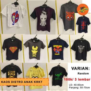 KAOS DISTRO ANAK KARAKTER - Baju Kaos Anak 100rb 3 Lembar