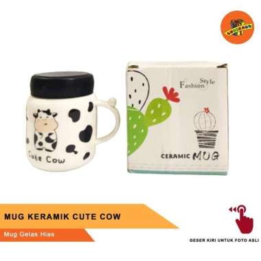 MUG KERAMIK CUTE COW - Mug Gelas Hias Makassar