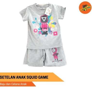 SETELAN ANAK SQUID GAME - Setelan Baju Lengan Pendek dan Celana Pendek