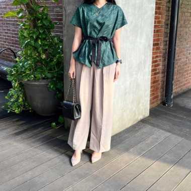 Lausboutique Lurik Telupat-Seri Grimis-Atasan Lurik Grimis Emerald
