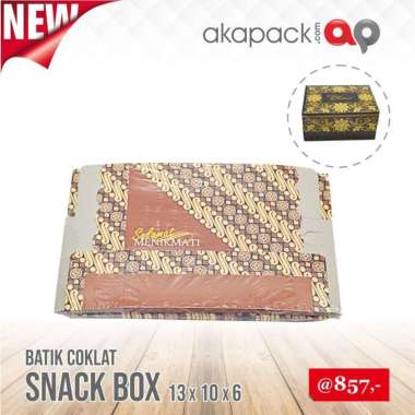 Kotak Nasi Snack Box UK. 13x10x6 Motif Batik Cokelat