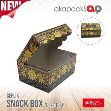 Kotak Nasi Snack Box UK. 13x10x6 Motif Batik Hitam
